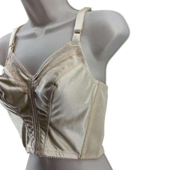 Vintage Fit n Slim Custom Maid Longline Bra 34B Ivory Pinup Rockbilly - Picture 2 of 7